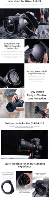 Kase Magnetic 112mm Filter Hood For Nikon 14-24 S & Select Other Z Lenses
